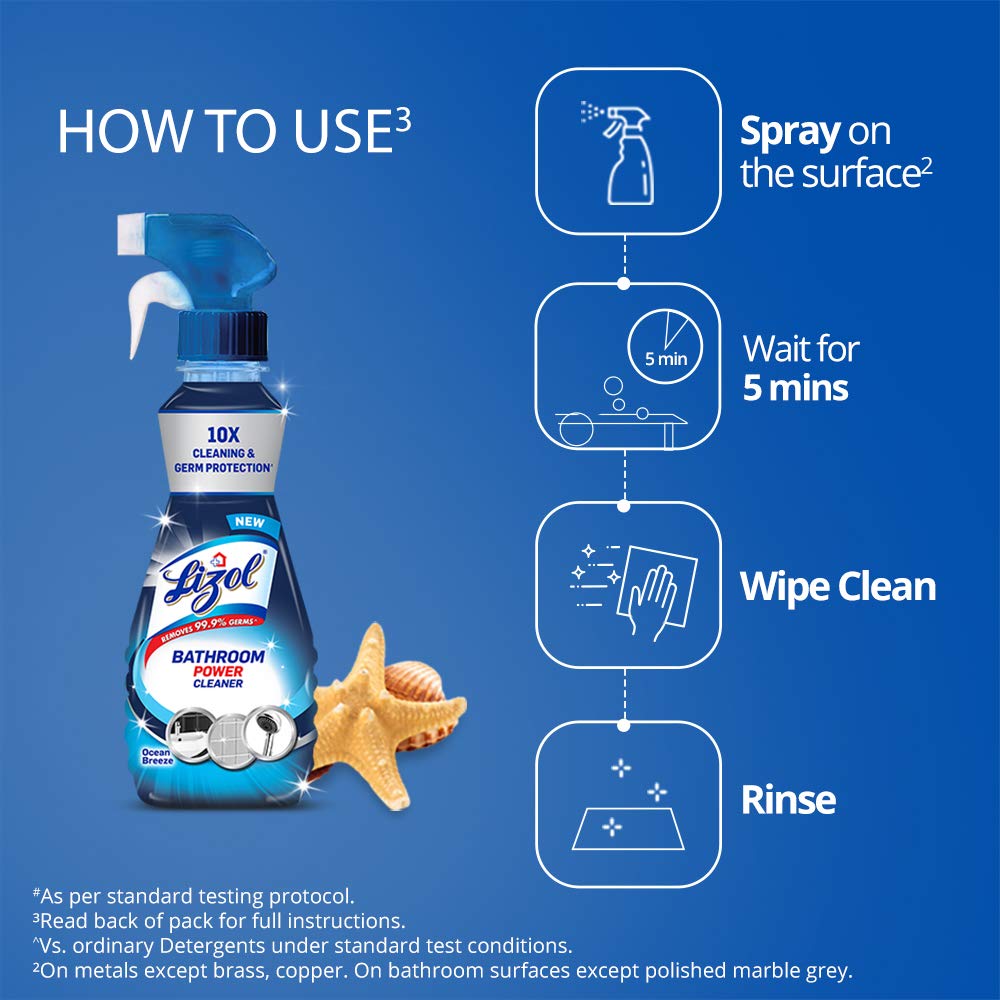 Lizol Disinfectant Multi-Purpose Power Cleaner Liquid Spray - 250 ml (Pack of 48) | Bulk Lizol Surface and Bathroom Cleaner Spray