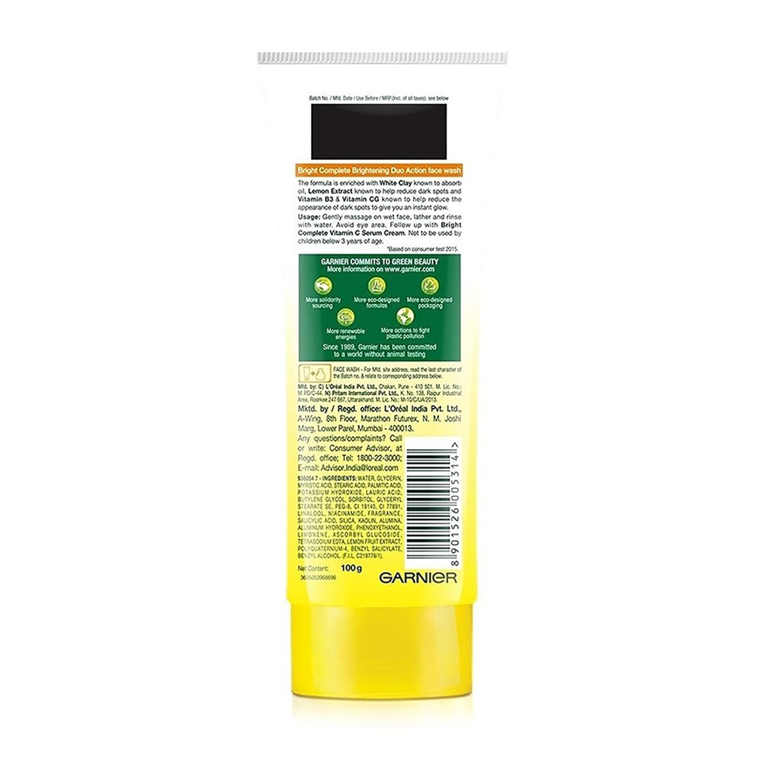 Garnier Bright Complete Brightening Duo Action Face Wash - 100 gm