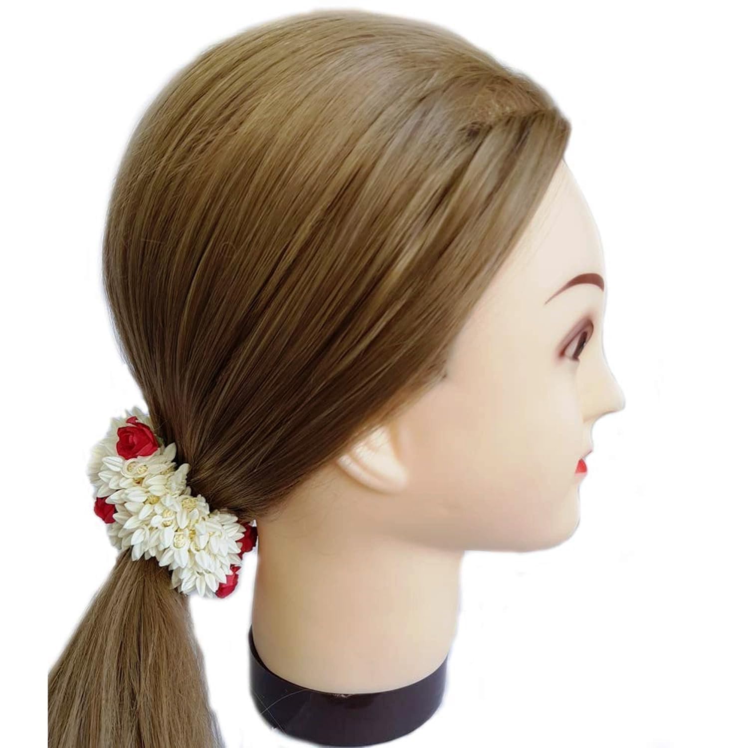 Red & White Rose Gajra For Women/Girls