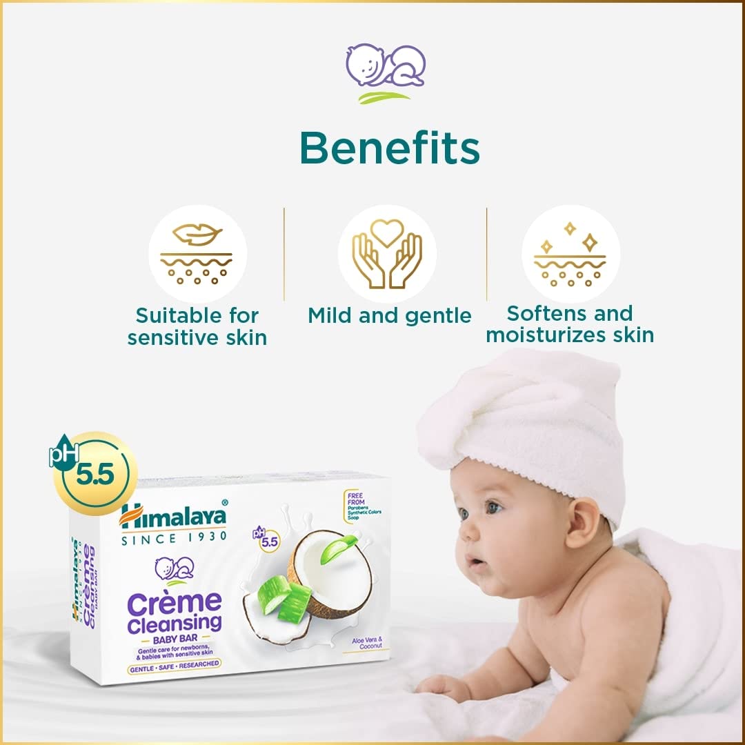 Himalaya Herbals Creme Cleansing Baby Bar For Baby's Sensitive Skin - 50 gm