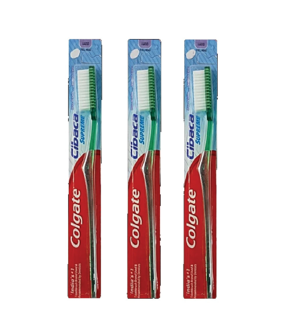 Colgate Toothbrush Cibaca Supreme Full Head Hard Bristles - Adult, 3 Pieces | Multicolour
