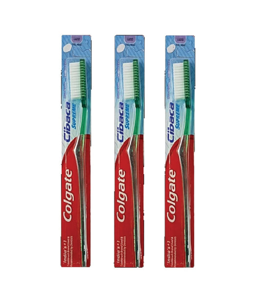 Colgate Toothbrush Cibaca Supreme Full Head Hard Bristles - Adult, 3 Pieces | Multicolour