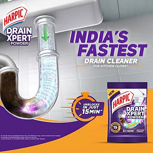 Harpic Drain Xpert Cleaning Powder, 45 g