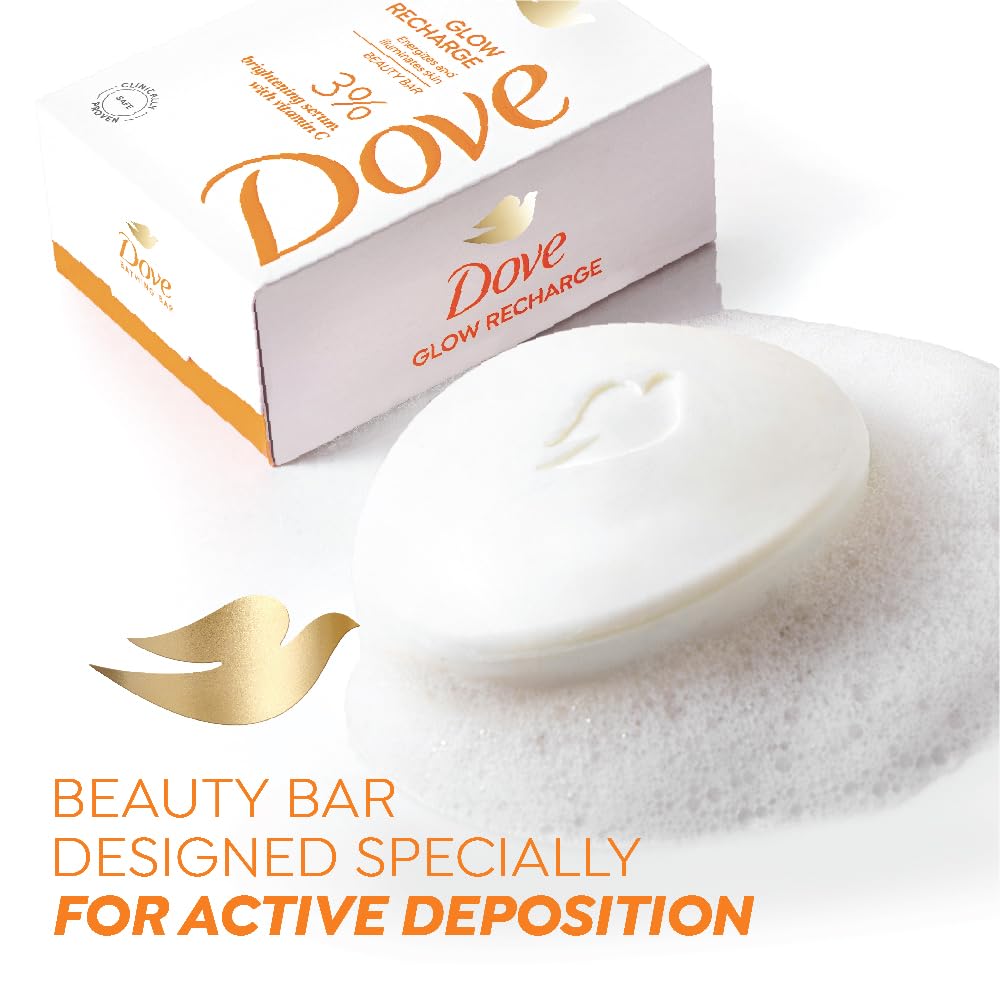 Dove Glow Recharge Serum Beauty Bar with 3% Brightening Serum + Vitamin C - set of 3 (125gx3)