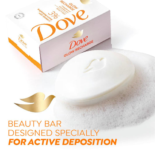 Dove Glow Recharge Serum Beauty Bar with 3% Brightening Serum + Vitamin C - set of 3 (125gx3)