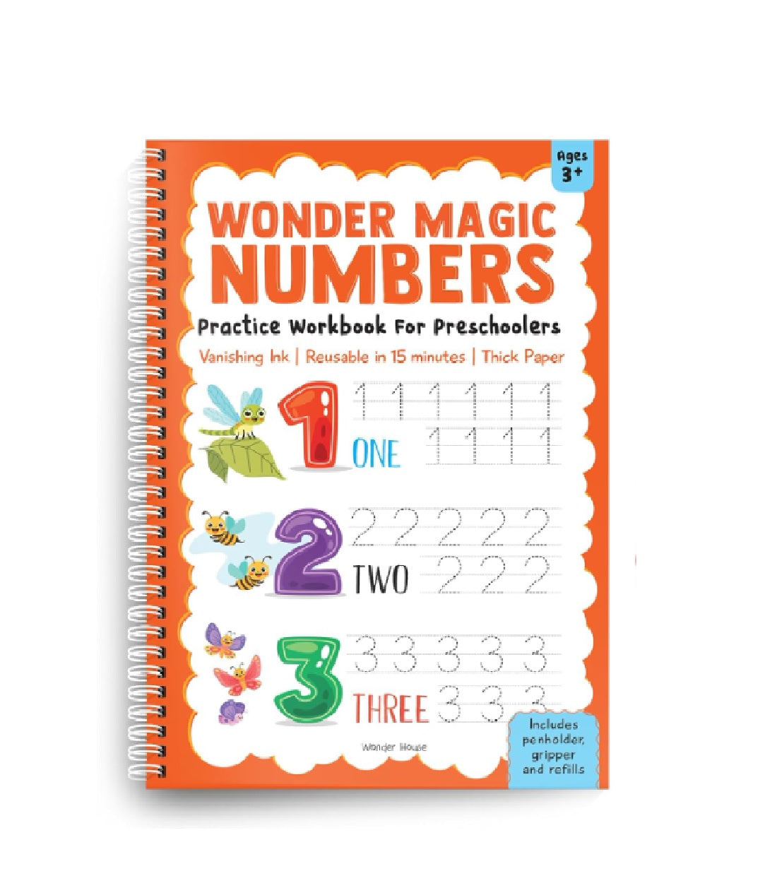 Wonder Magic Numbers Practice Workbook for Preschoolers Trace & Learn Numbers 1–20  |  Spiral-bound