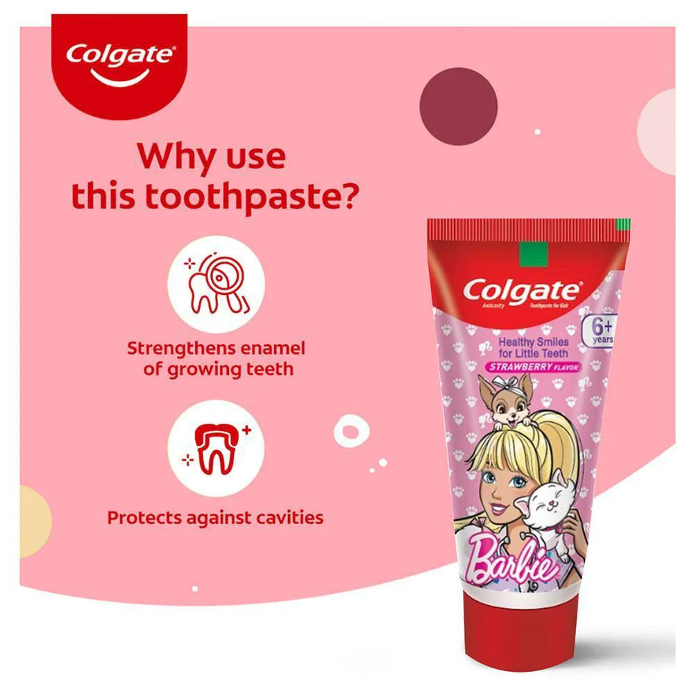 Colgate Strawberry Flavour Barbie Kids Toothpaste 80 g (6+Y)