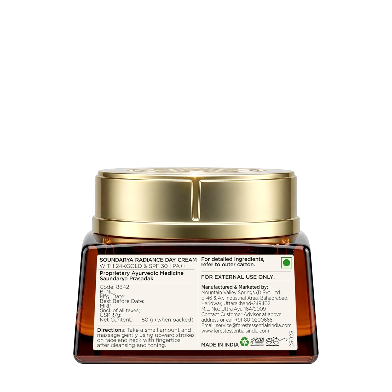 Forest Essentials Soundarya Radiance Cream With 24K Gold & SPF30 - 15 gm