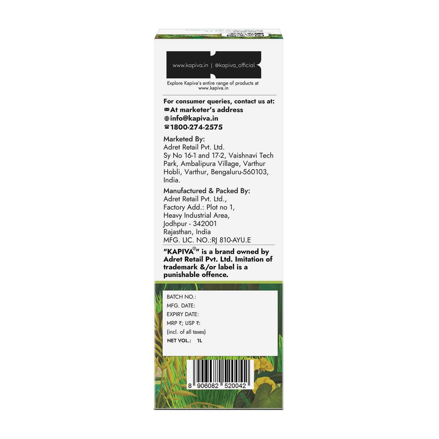 Kapiva Ayurveda Wheatgrass Juice - 1L