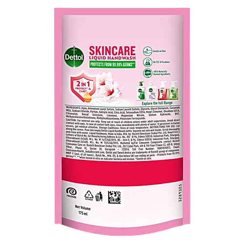 Dettol Skincare Handwash, 175 ml Refill Pack