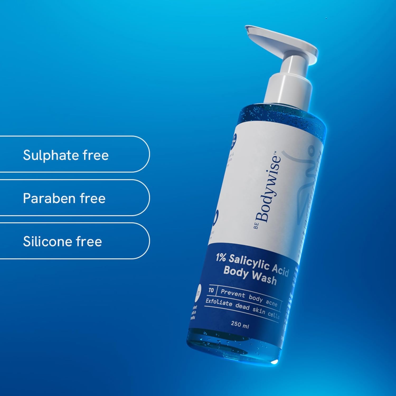 BeBodywise 1% Salicylic Acid Body Wash & 4% AHA BHA Underarm Roll On - Helps Exfoliate Skin - combo