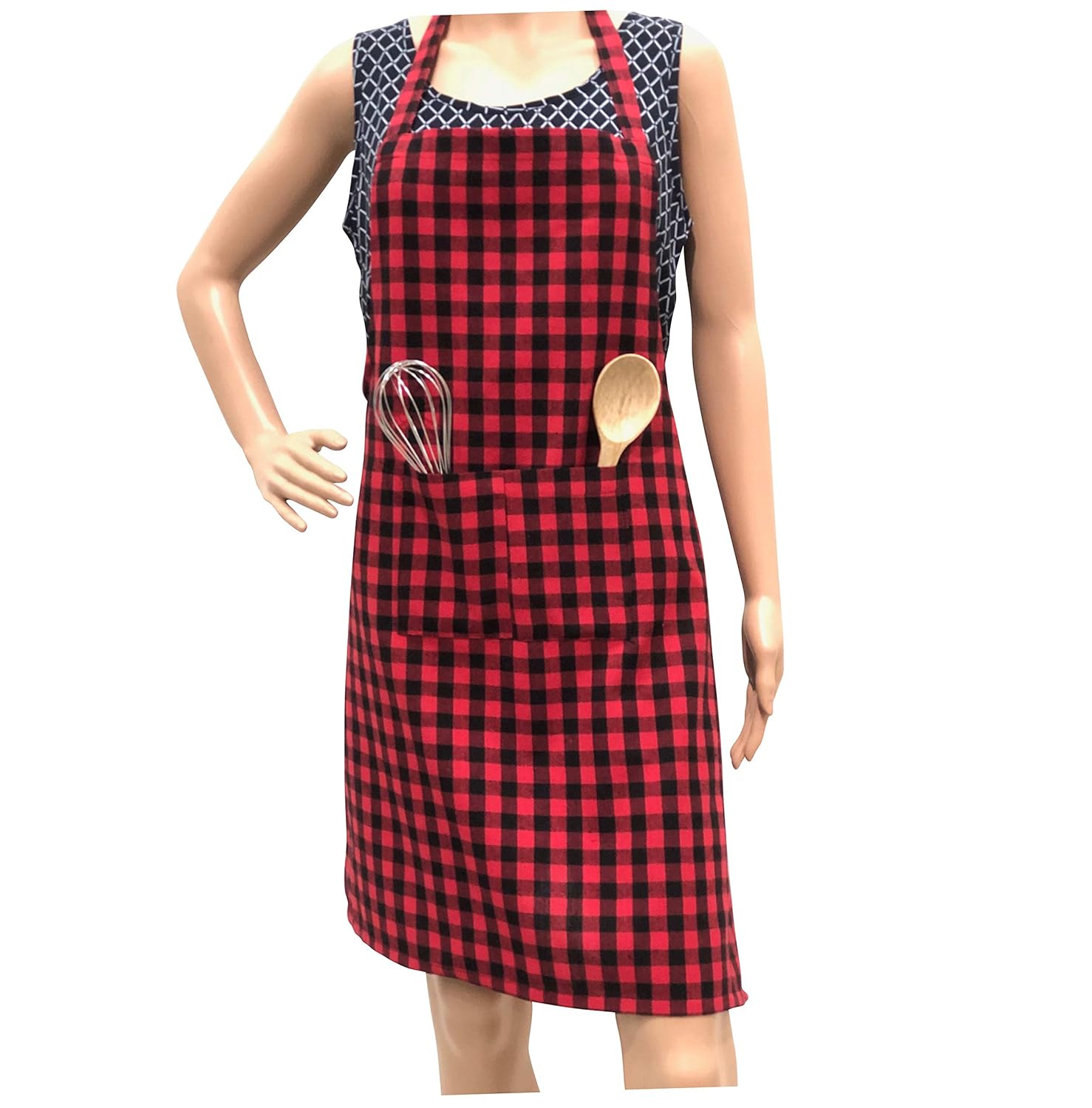 Red And Black Apron With Cap (Multicolour)