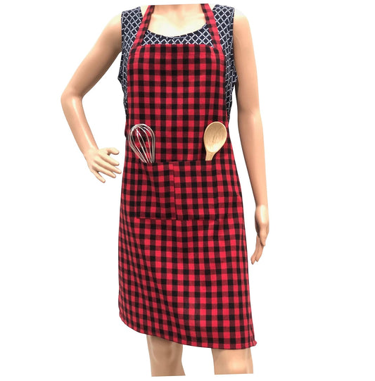 Red And Black Apron With Cap (Multicolour)