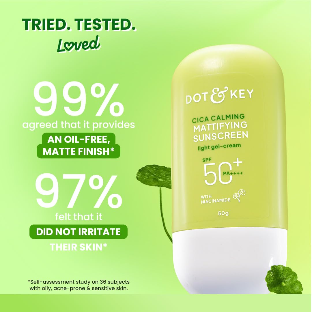 Dot & Key CICA Calming Mattifying Sunscreen SPF 50 For Oily Acne Prone & Sensitive Skin - 50 gm