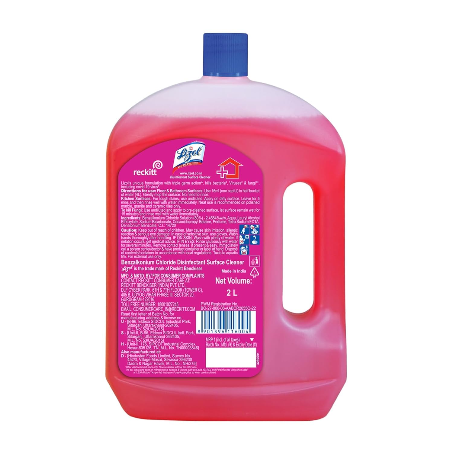 Lizol Disinfectant Surface & Floor Cleaner Liquid, Floral - 2 Litre