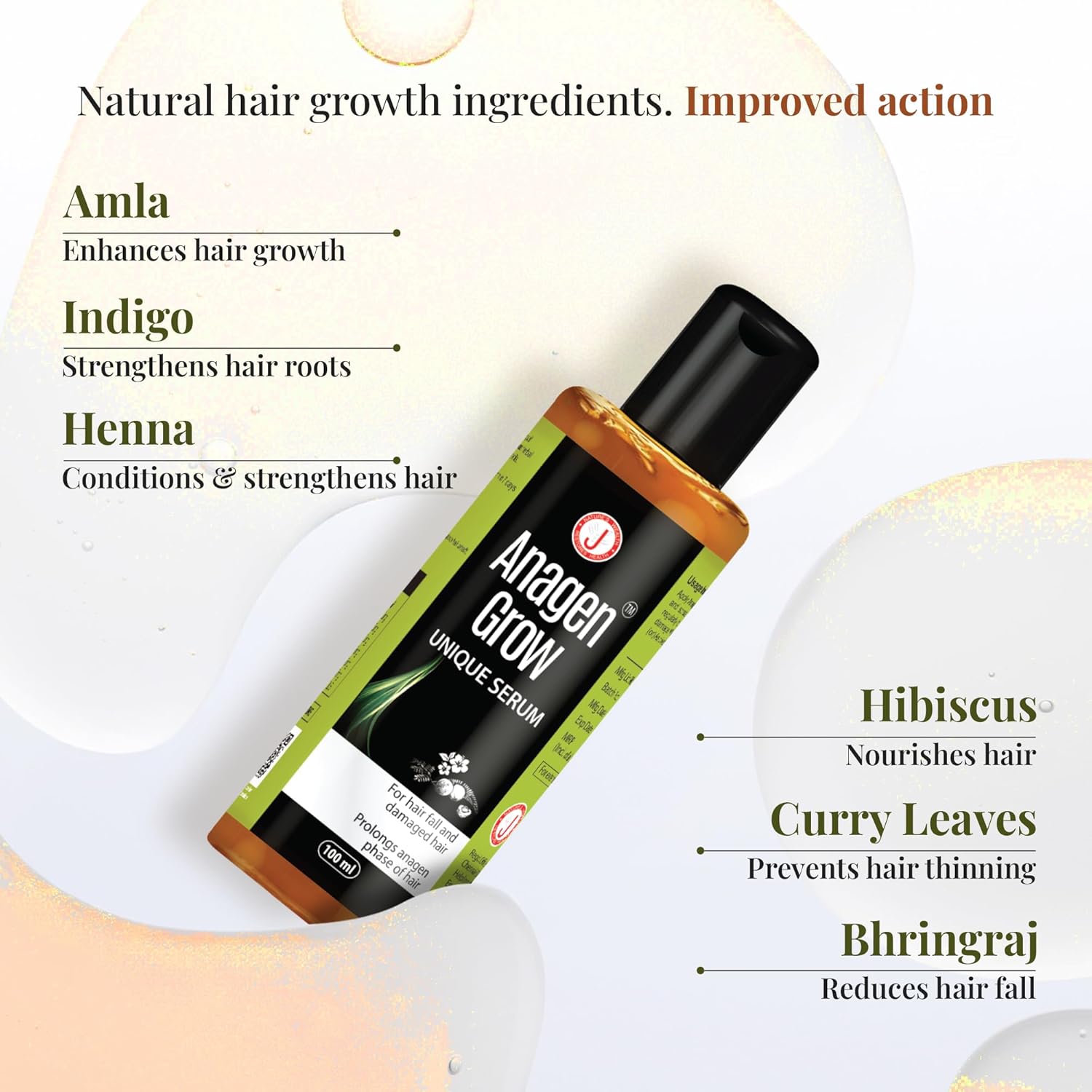 Anagen Grow Dr JRK’s Hair Serum 100ml , Ayurvedic Hair Serum for hair growth, damaged and dull hair