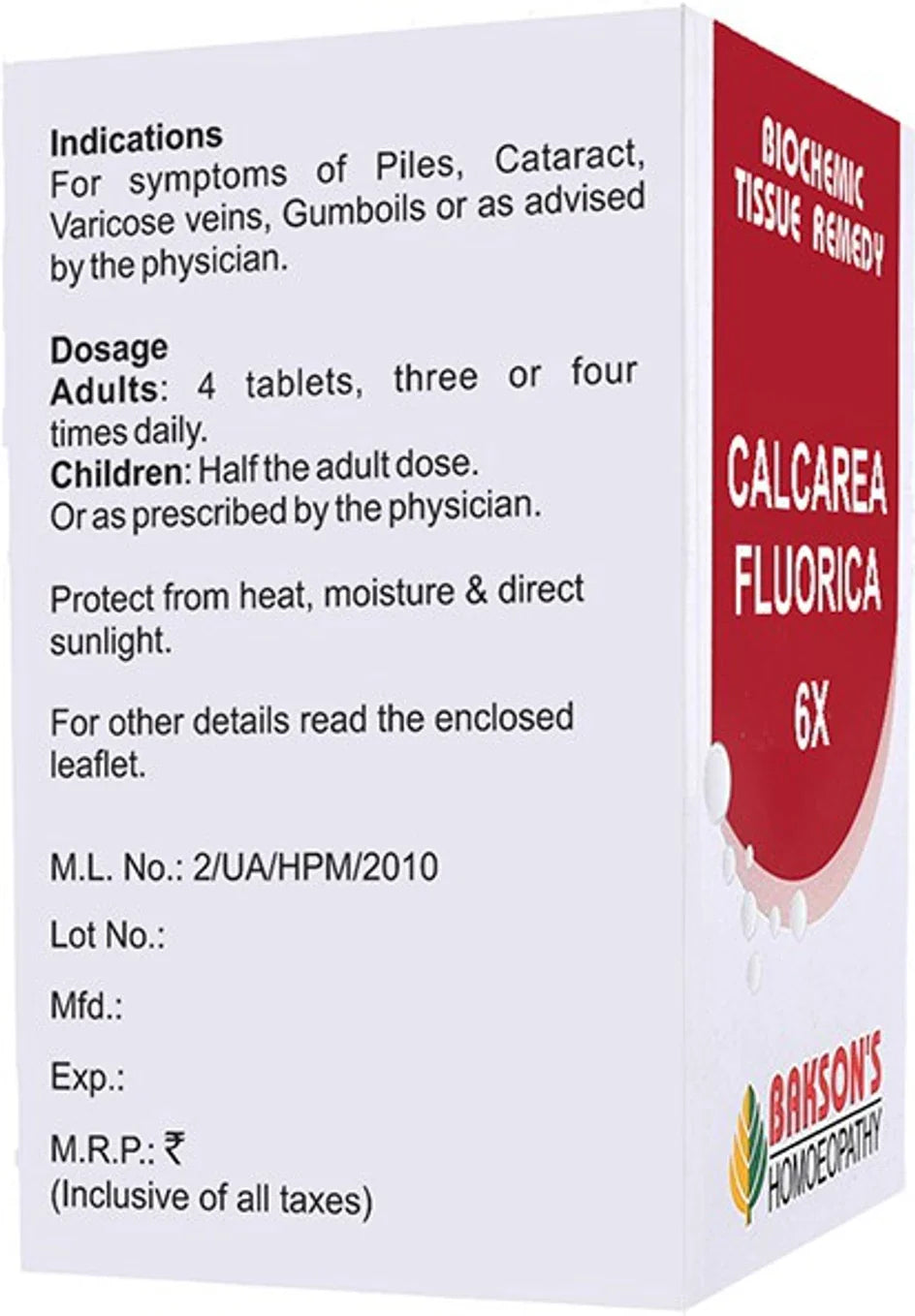 Bakson's Homeopathy Calcarea Fluorica Tablets - 25 gm - 6X