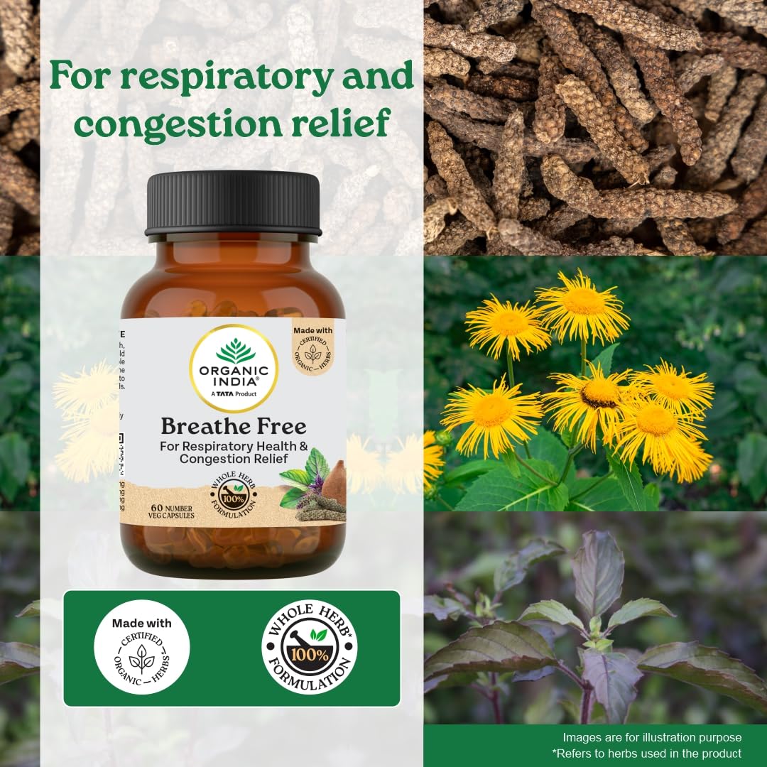 Organic India Breathe Free Veg Capsule | 60 Capsules