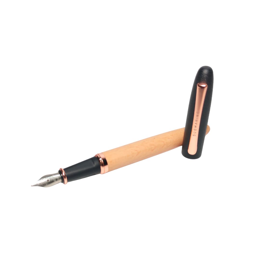 Submarine 1597 Premium Fountain Pen Wooden Finish with Matte Black Cap