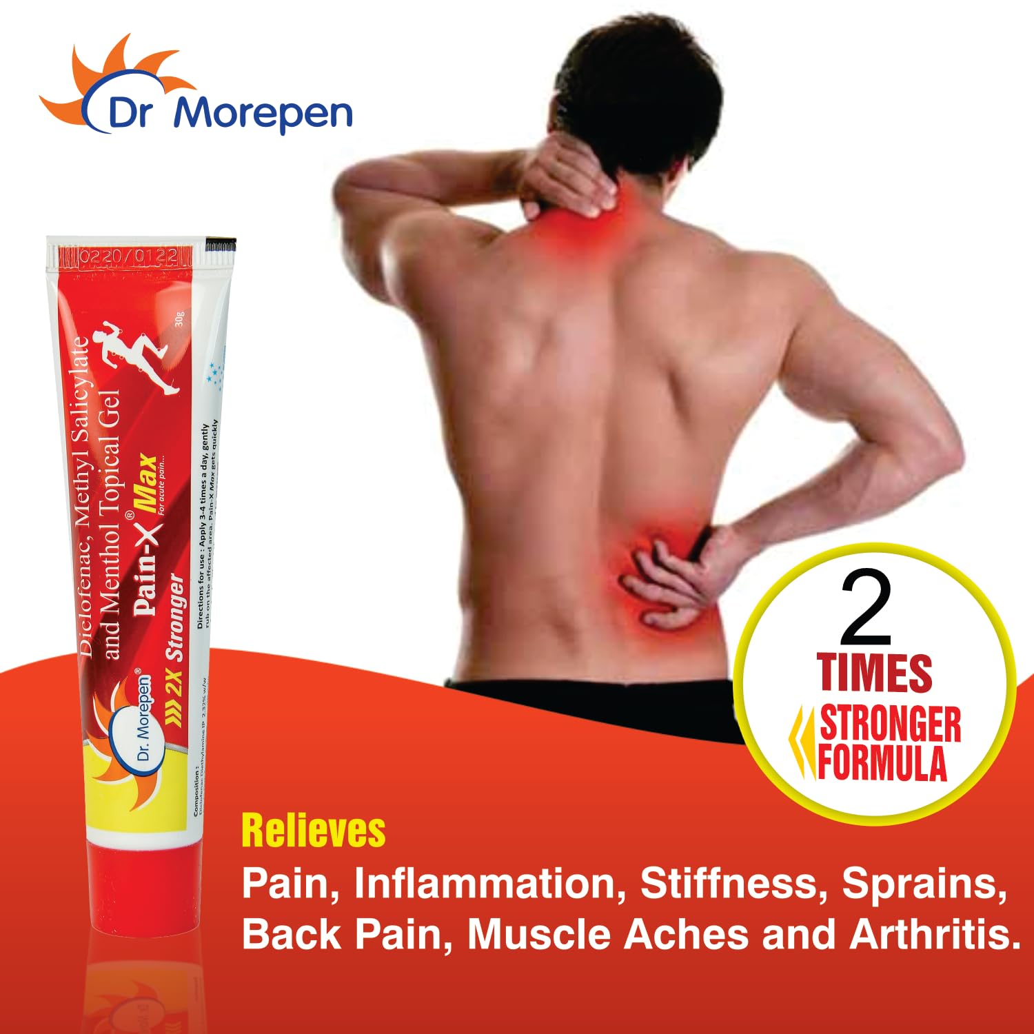 DR. MOREPEN Pain-X Max Body Pain Relief Gel for Muscle, Neck & Back Pain Relief - 30gm Pack of 2
