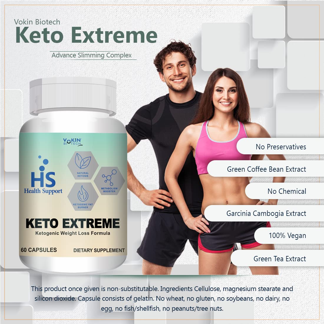 Vokin Biotech Keto Extreme Ketogenic Weight Loss Formula with Garcinia Cambogia Extract Fat Burner