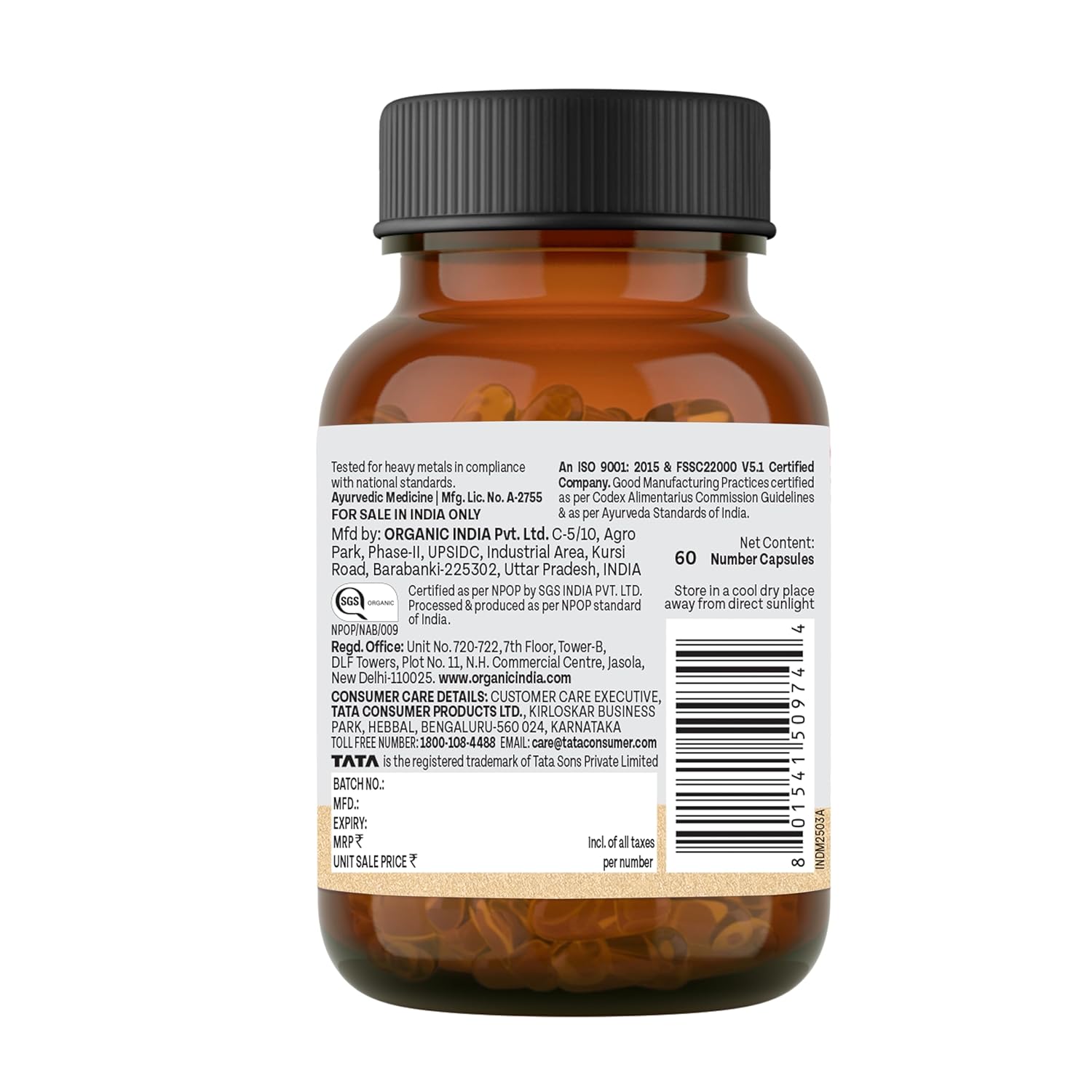 A TATA Product - Organic India Prostate Care - 60 Veg Capsules