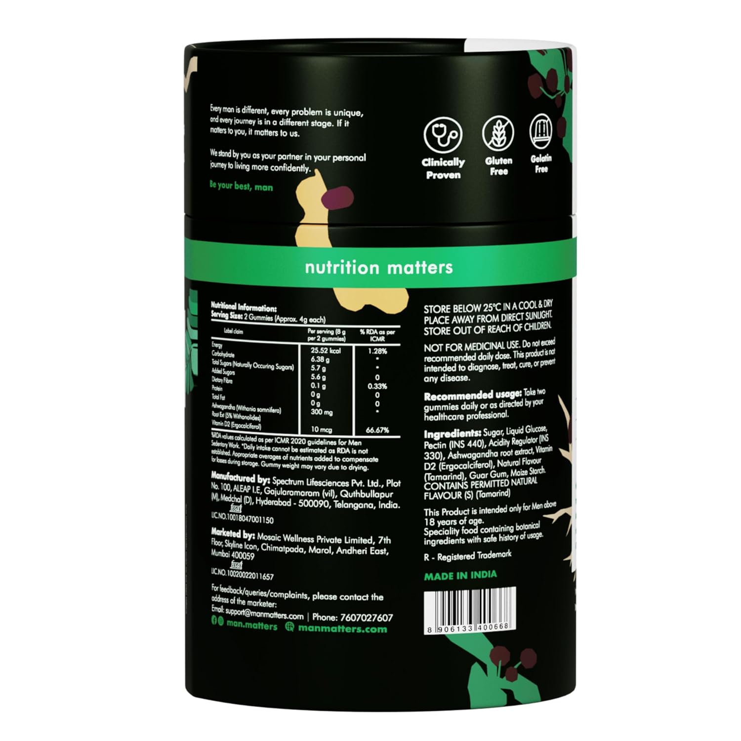 Man Matters Ashwagandha Gummies For Men - Tamarind Flavor - 60 Gummies