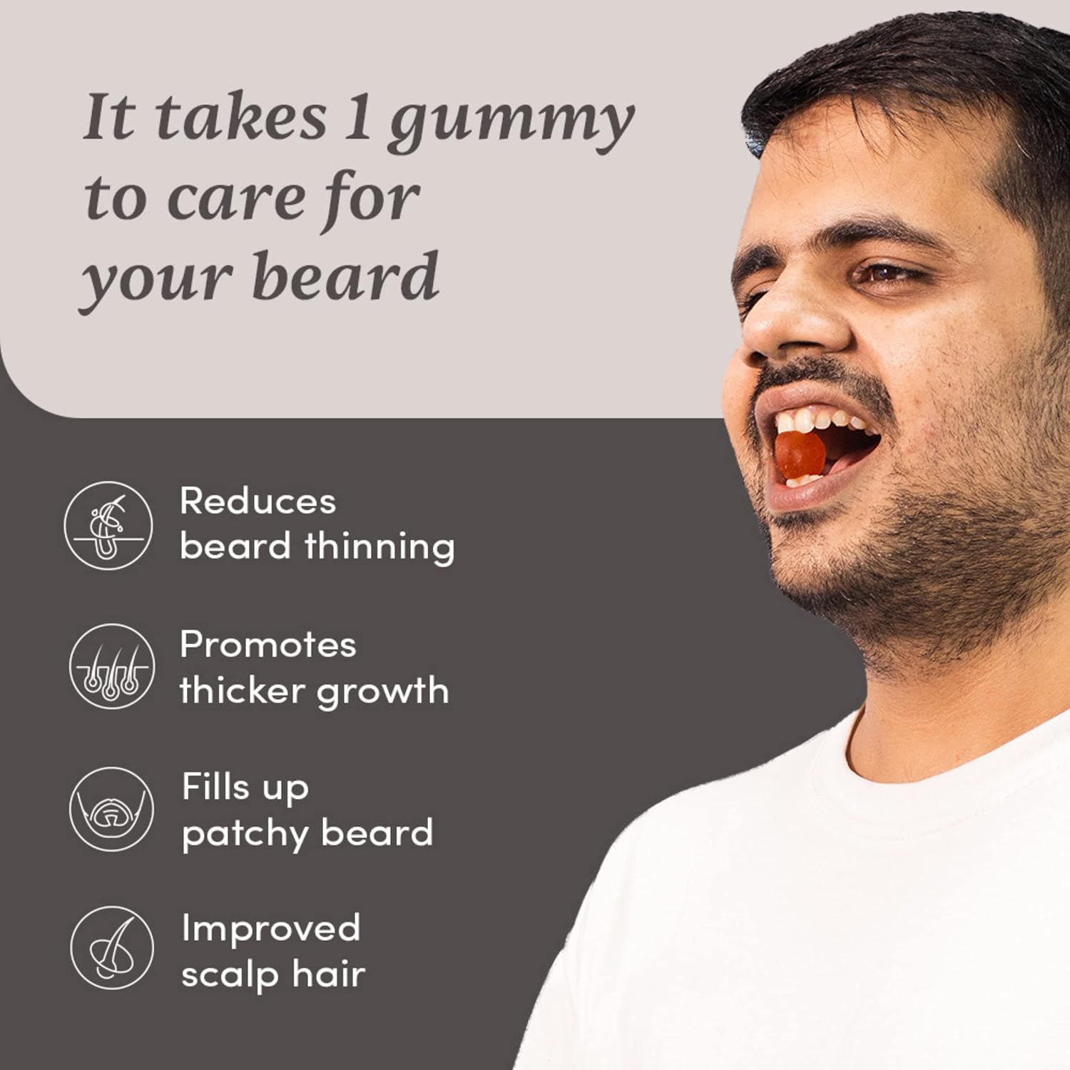 Man Matters Beard Growth Gummies, Promotes Beard Density - 30 gummies