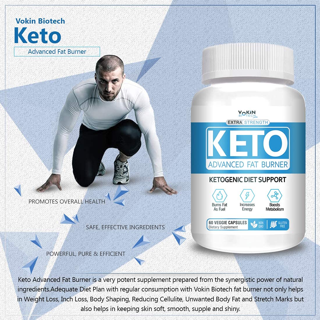 Vokin Biotech Keto Capsules Advance Weight Loss Fat Burner Supplement with Extract 60 Capsules
