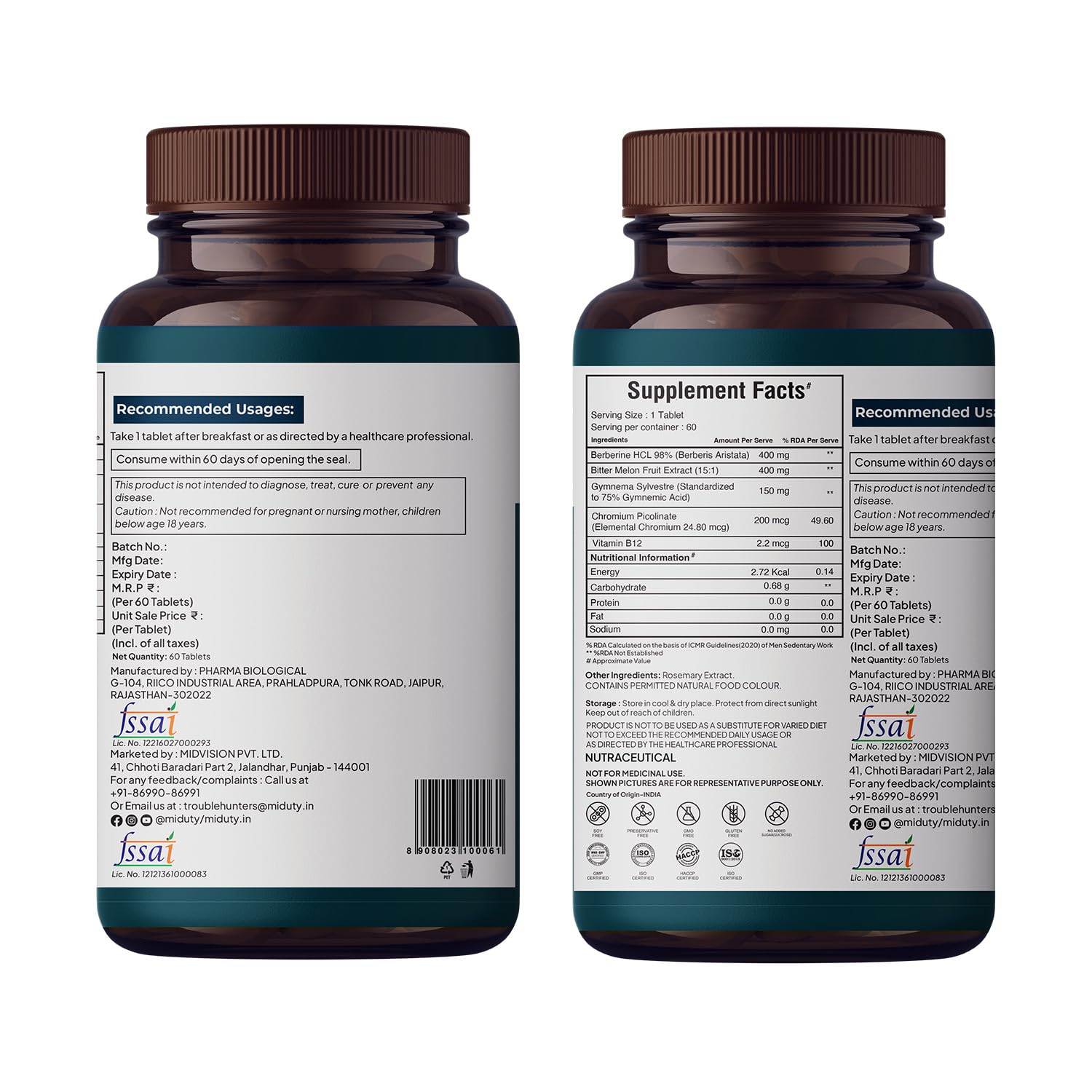 Miduty by Palak Notes Blood Sugar Control Tablets - 60 tabs