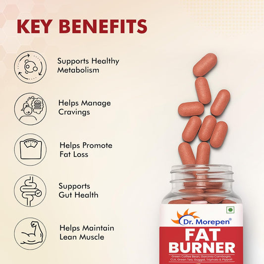 DR. MOREPEN Fat Burner Tablet 100% Natural and Safe | 60 Tablet Weight Loss Supplement With Garcinia Cambogia, Green Coffee Beans,Green Tea Extract & L-Carnitine | Metabolism Booster For Men & Women