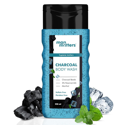 Man Matters Charcoal Body Wash With Menthol, 5% Niacinamide, Instant Cooling - 250 ml
