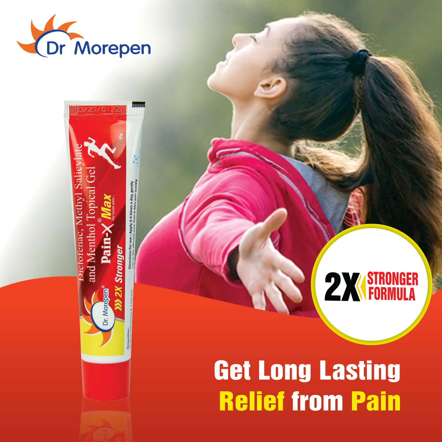 DR. MOREPEN Pain-X Max Body Pain Relief Gel for Muscle, Neck & Back Pain Relief - 30gm Pack of 2