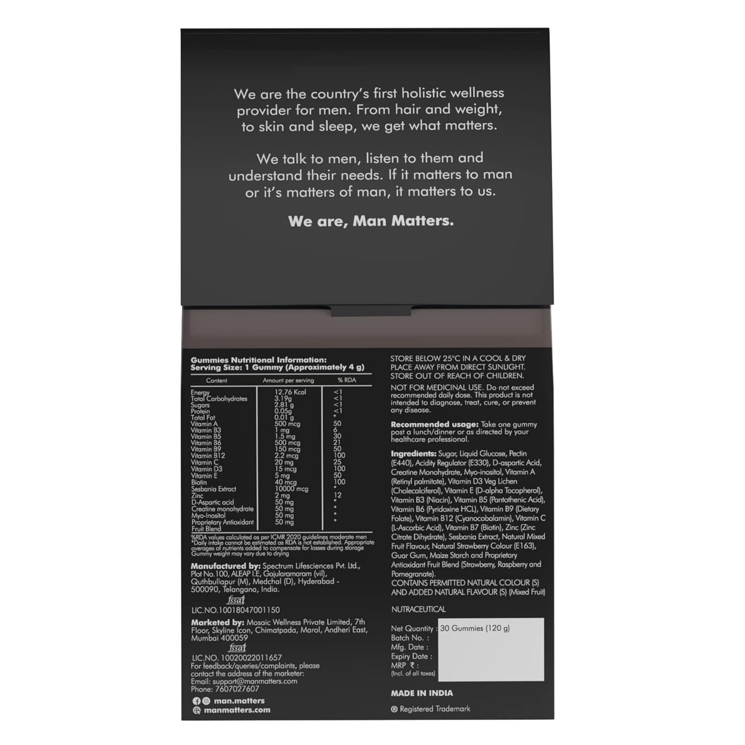 Man Matters Beard Growth Gummies, Promotes Beard Density - 30 gummies