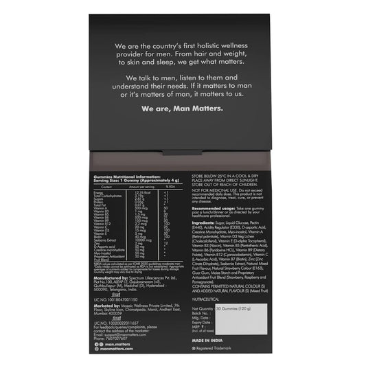 Man Matters Beard Growth Gummies, Promotes Beard Density - 30 gummies