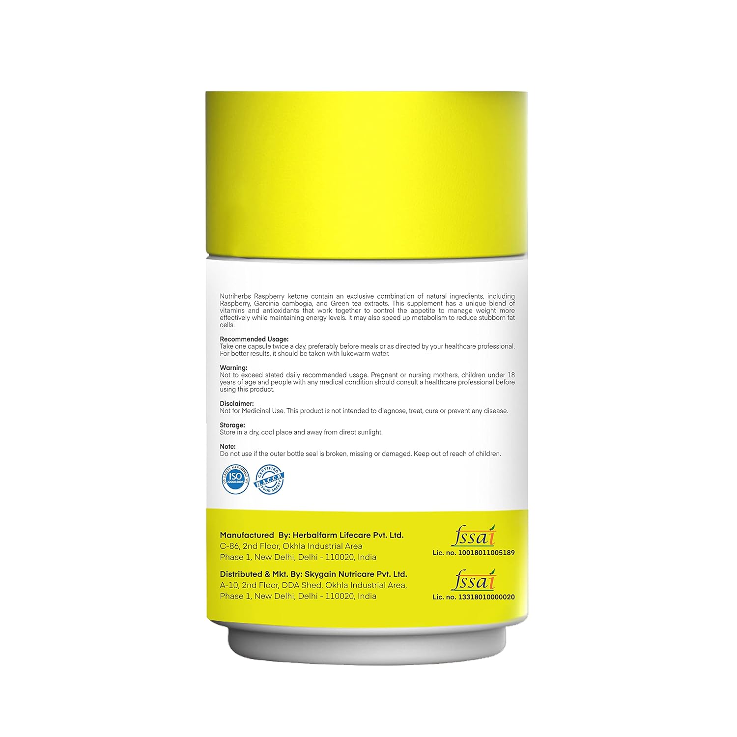 Nutriherbs Raspberry Ketone Veggie Capsules - 60 Caps