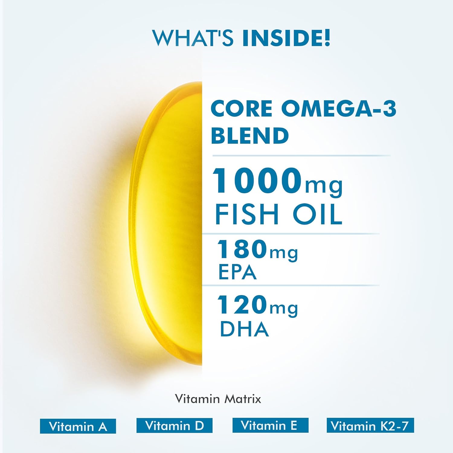 DR. MOREPEN Omega 3 Deep Sea Fish oil 1000 mg Omega with 300 mg DHA with Vitamin A, D3, E & K27 | 60 softgels - (Pack of 1)