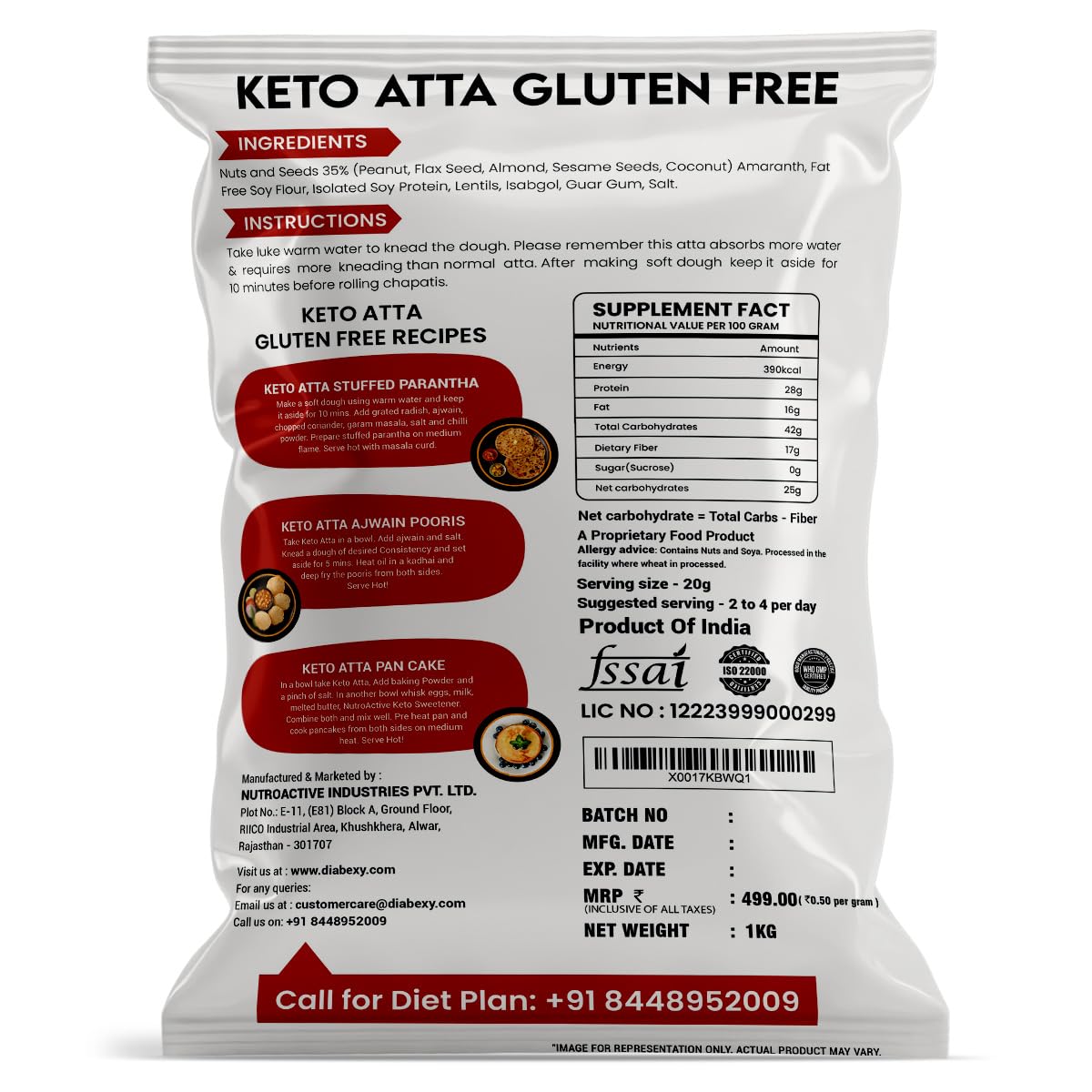 NutroActive Keto Atta Gluten Free - 1 kg