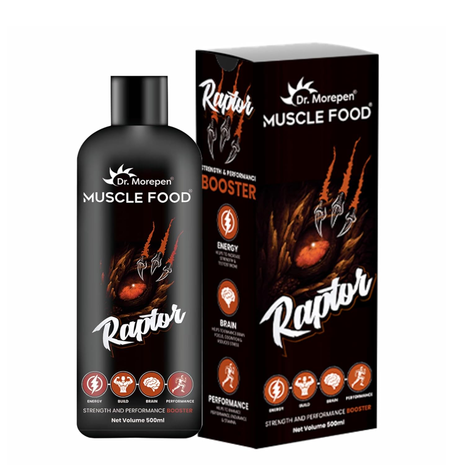 Dr. Morepen Muscle Food Raptor for Men 500ML | Ayurvedic Strength & Energy Support | Shilajit, Ashwagandha, Safed Musli, Gokhru, Arjun, Draksha & Honey | Helps Maintain Energy & Recovery