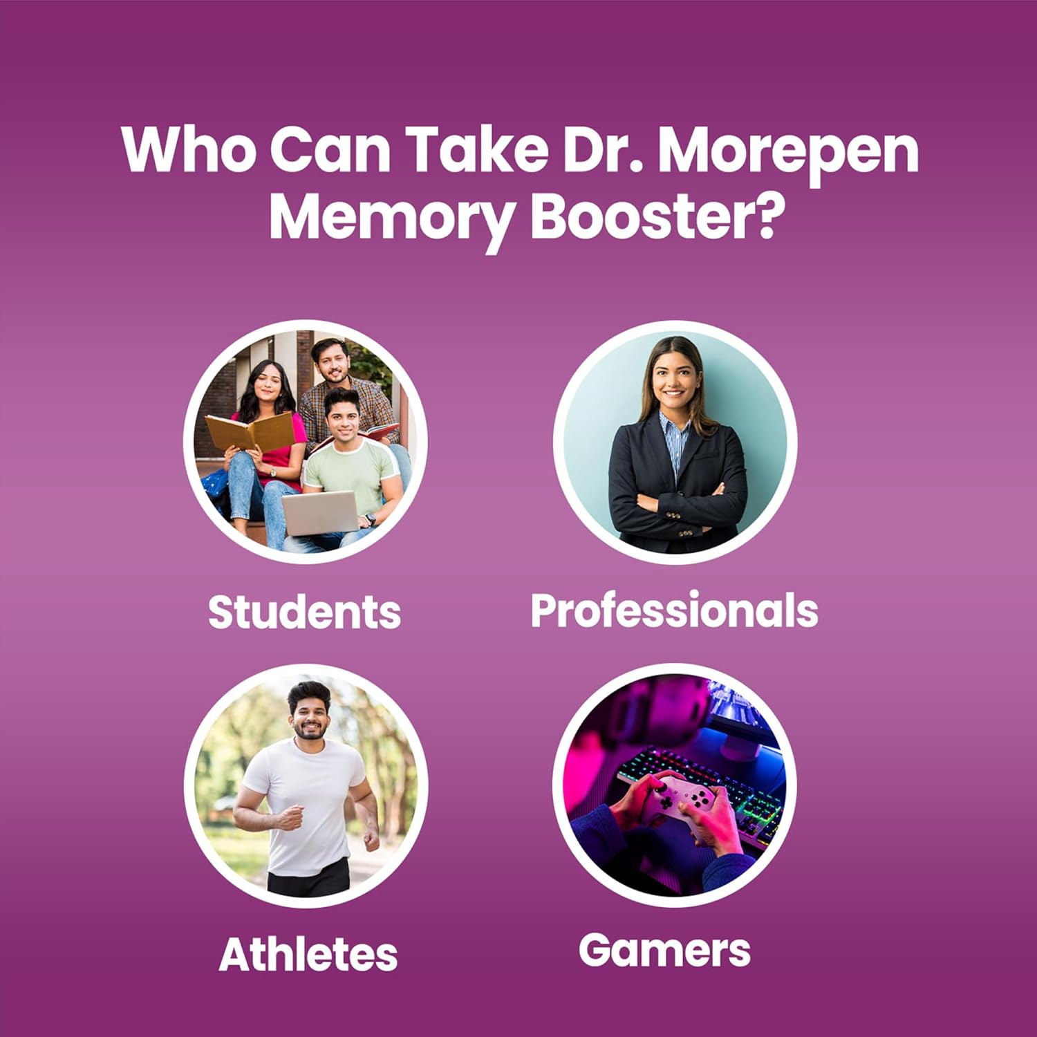 DR. MOREPEN Memory, Focus & Mood Tablets Enriched With GABA, Ashwagandha, Chamomile & Brahmi-Vitamins B1, B2, B3, Magnesium | Safe For Brain Health, Non-GMO & Preservatives Free-60 Tablets