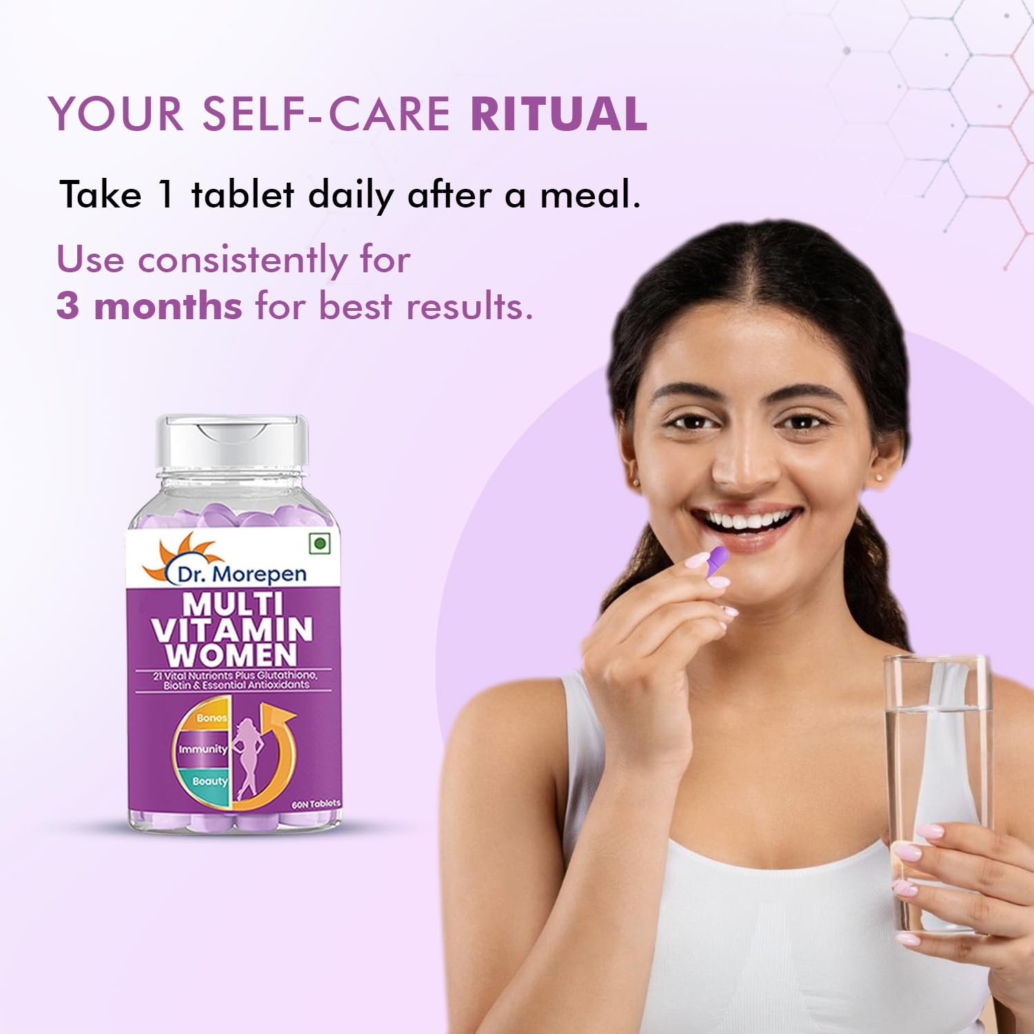 DR. MOREPEN Multivitamin Tabs for Women with Calcium, Vitamin D3 & 21 other Nutrients | Energy & Immunity Booster Supplement | 60 Tablets