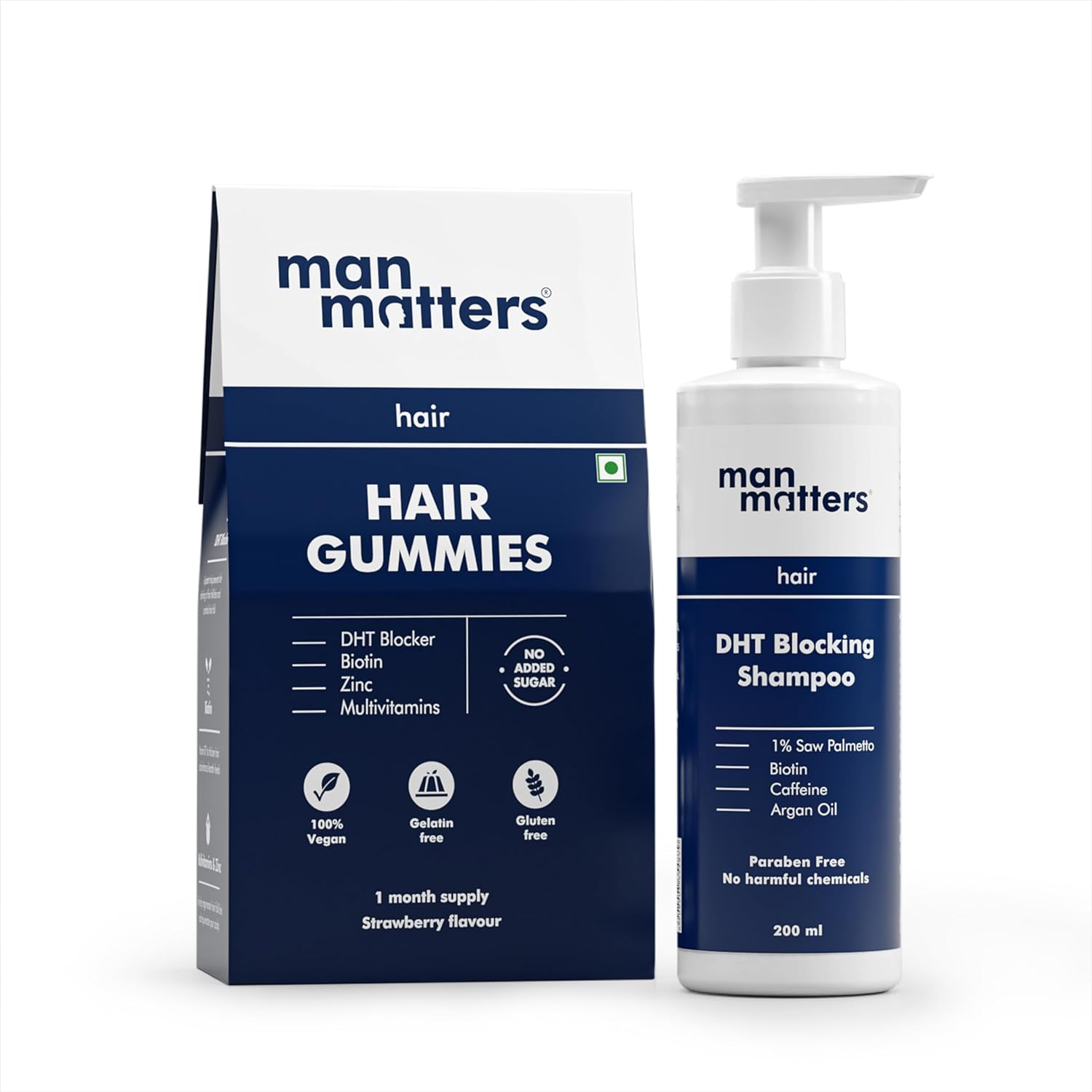 Man Matters Biotin Hair Gummies & Anti Hair Fall Shampoo Combo - combo