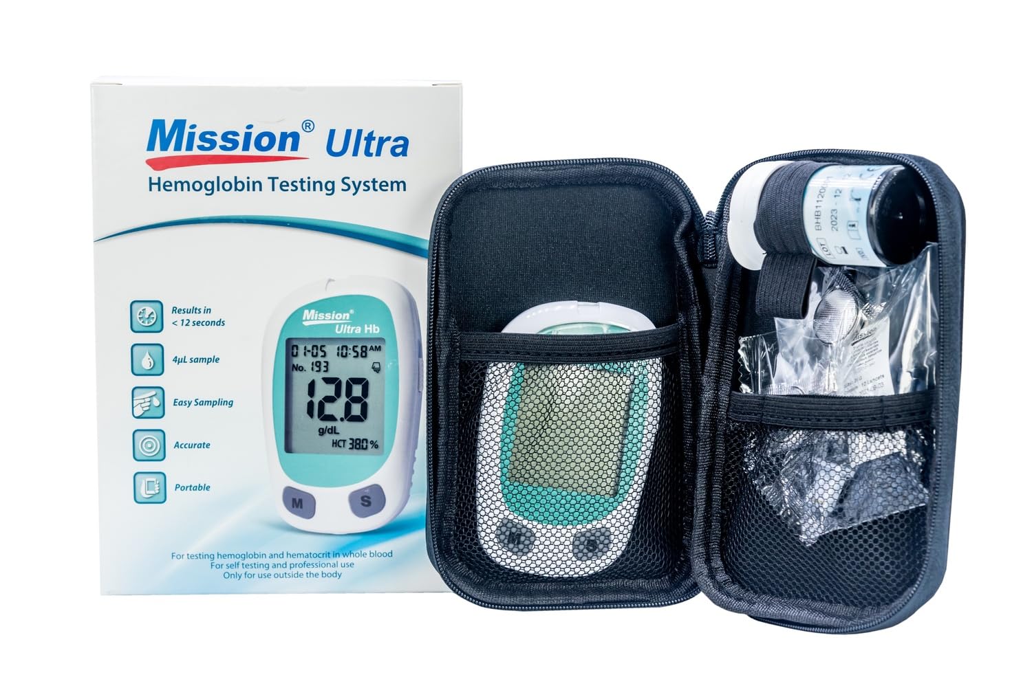 Mission Ultra Hemoglobin & Hematocrit Testing Device.