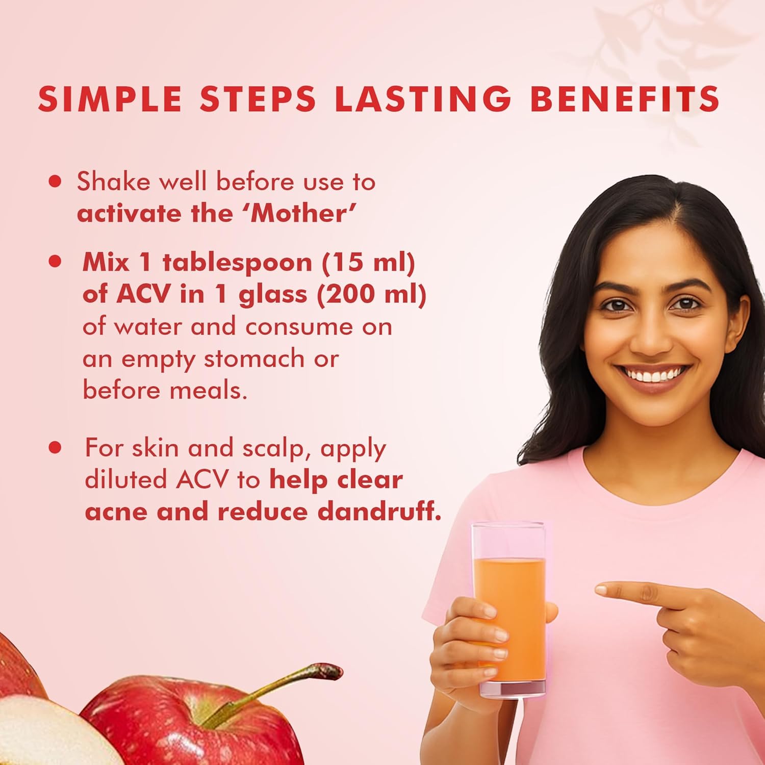 Dr. Morepen Apple Cider Vinegar With 2x Mother for Weight Management, Immunity, Skin & Hair - 500 ml