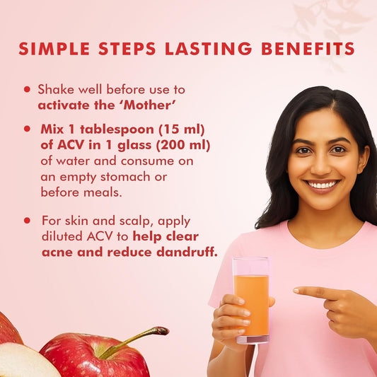 Dr. Morepen Apple Cider Vinegar With 2x Mother for Weight Management, Immunity, Skin & Hair - 500 ml