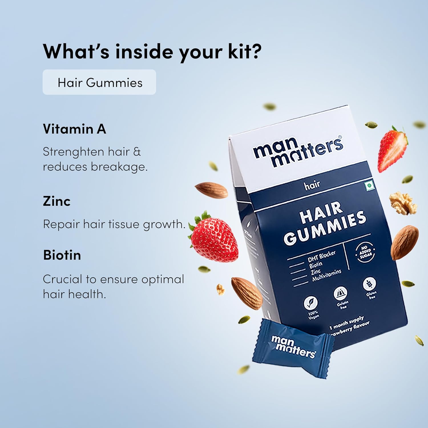 Man Matters Biotin Hair Gummies & Anti Hair Fall Shampoo Combo - combo