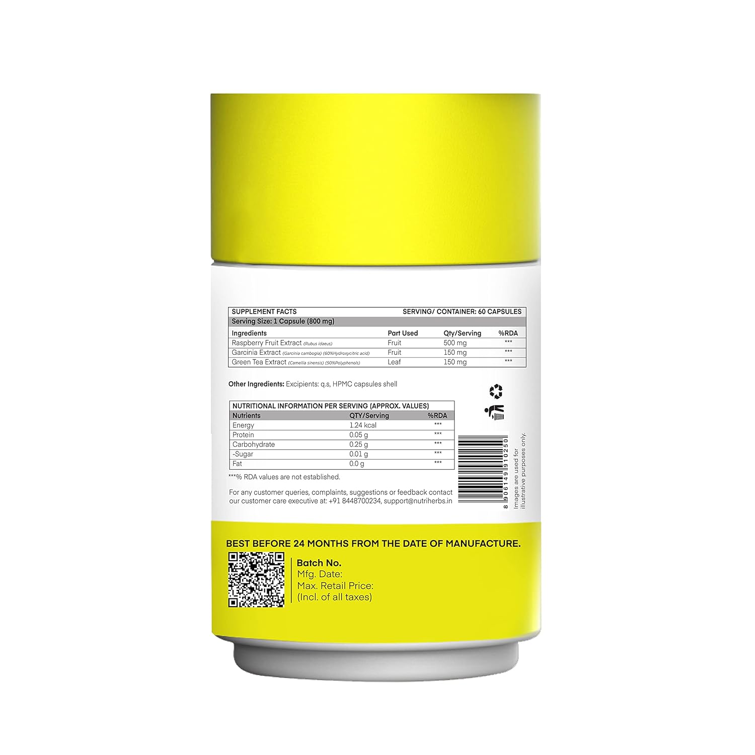 Nutriherbs Raspberry Ketone Veggie Capsules - 60 Caps