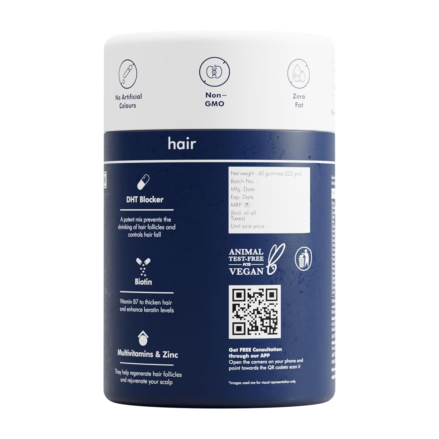 Man Matters Biotin Nourish Hair Gummies - Strawberry Flavor With Zinc & Multivitamins - 60 Gummies