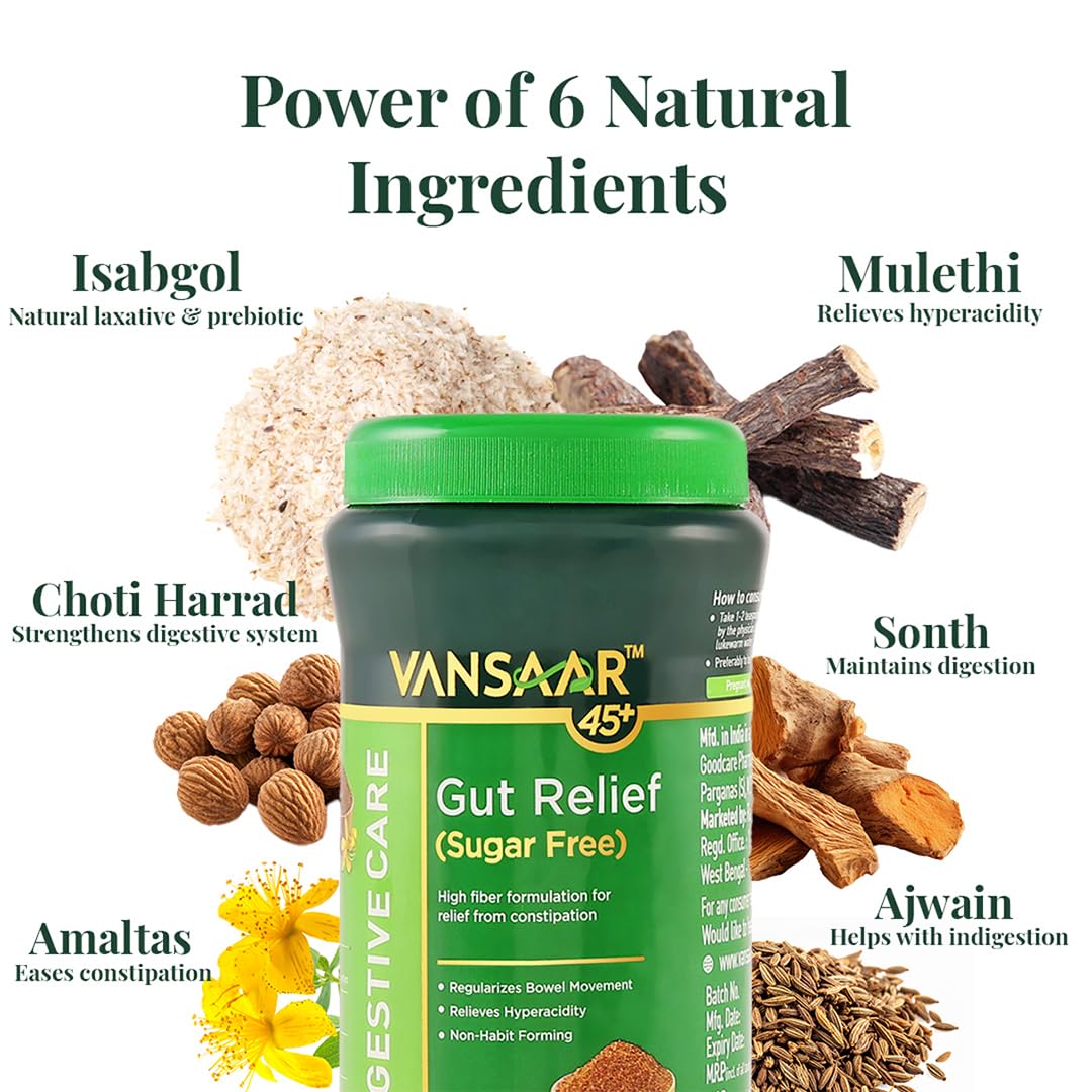 Vansaar 45+ Isabgol Gut Relief (Sugar free) 200g