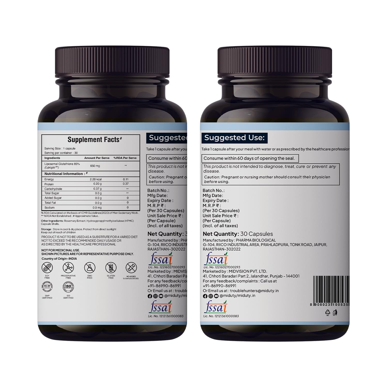 Miduty by Palak Notes Liposomal Glutathione Capsules - 30 caps
